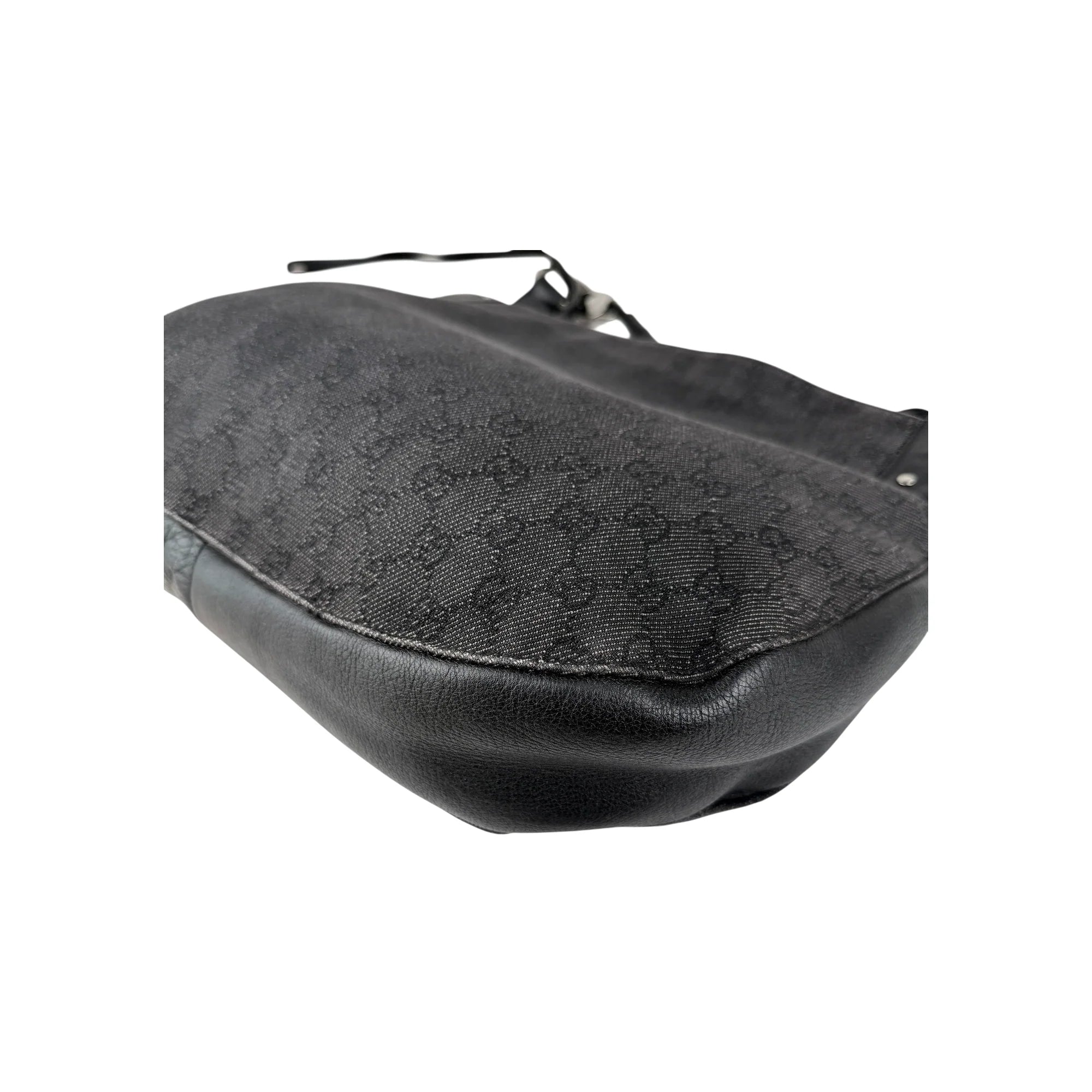 Gucci Black Horsebit Canvas/Leather Hobo Bag