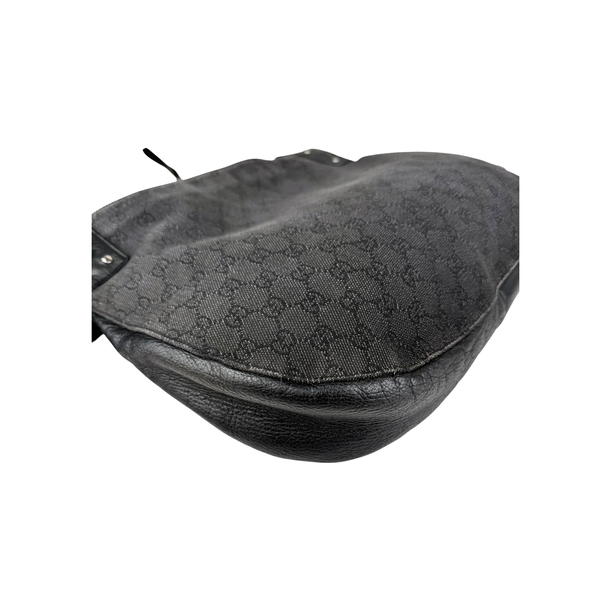 Gucci Black Horsebit Canvas/Leather Hobo Bag