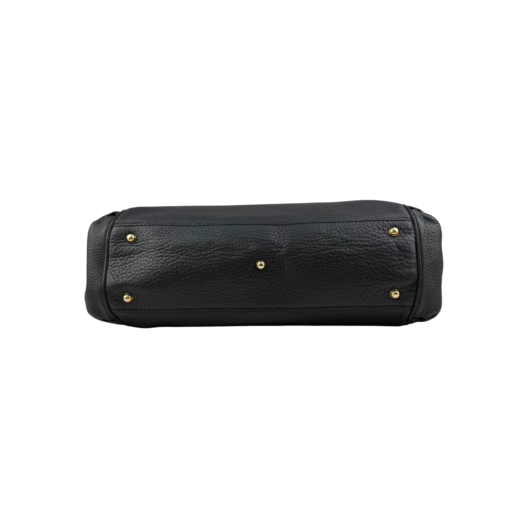 Gucci Black Pebbled Leather Medium Ride Top Handle Bag