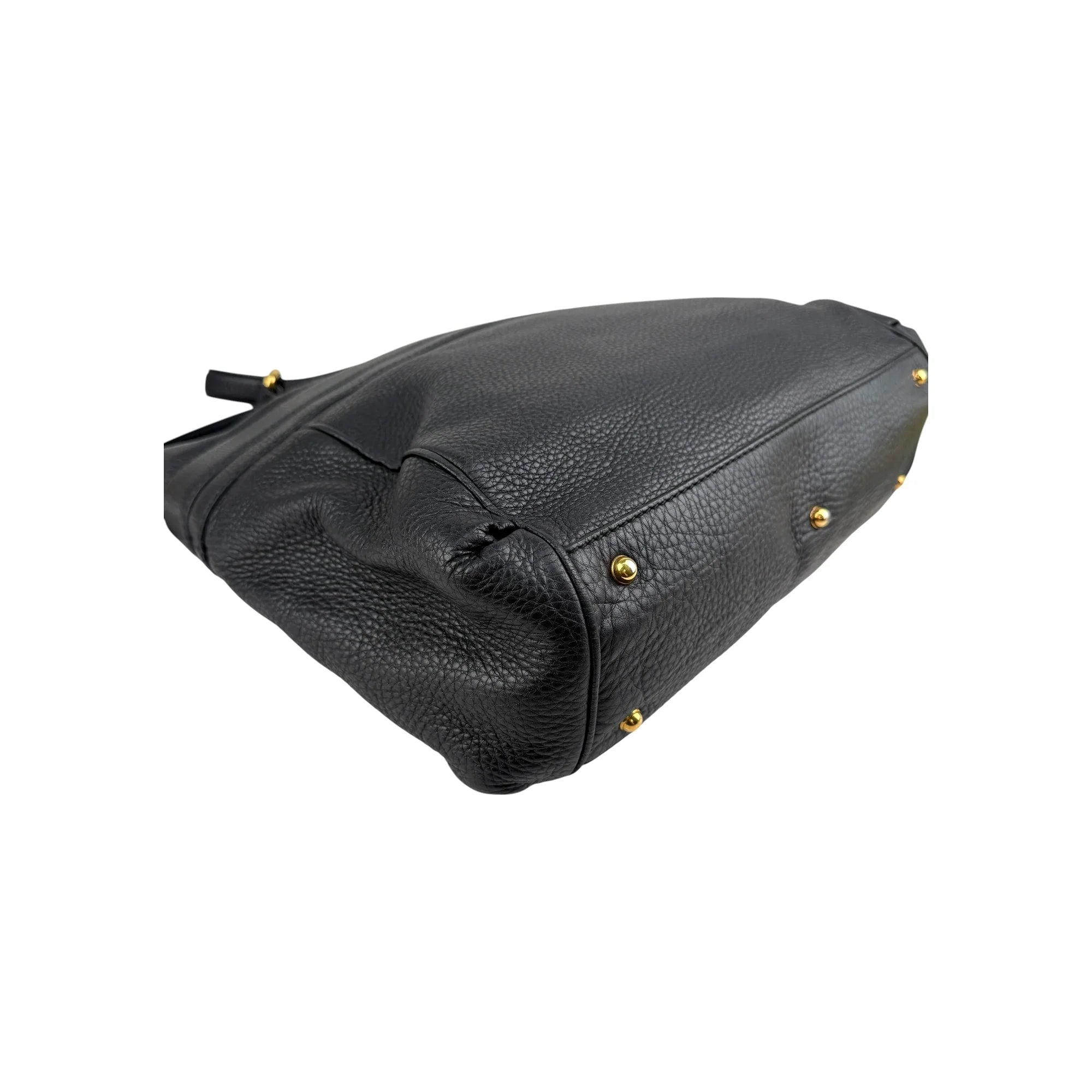Gucci Black Pebbled Leather Medium Ride Top Handle Bag