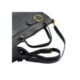 Gucci Black Pebbled Leather Medium Ride Top Handle Bag