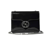 Gucci Black Polished Calfskin Leather Interlocking G Shoulder Bag