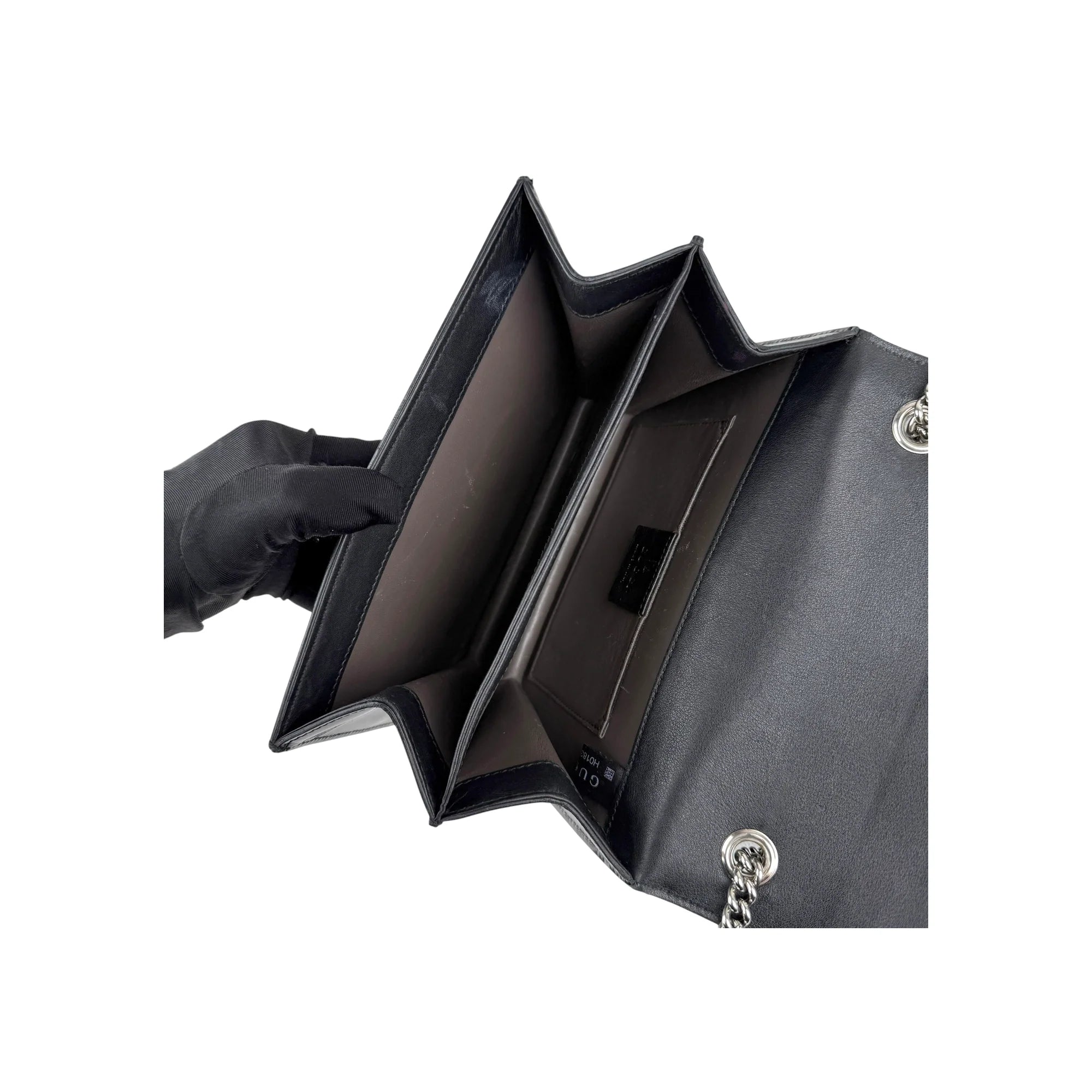 Gucci Black Polished Calfskin Leather Interlocking G Shoulder Bag