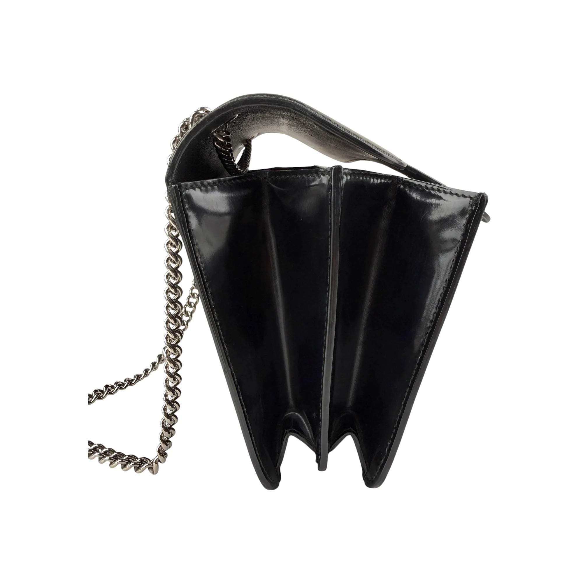 Gucci Black Polished Calfskin Leather Interlocking G Shoulder Bag