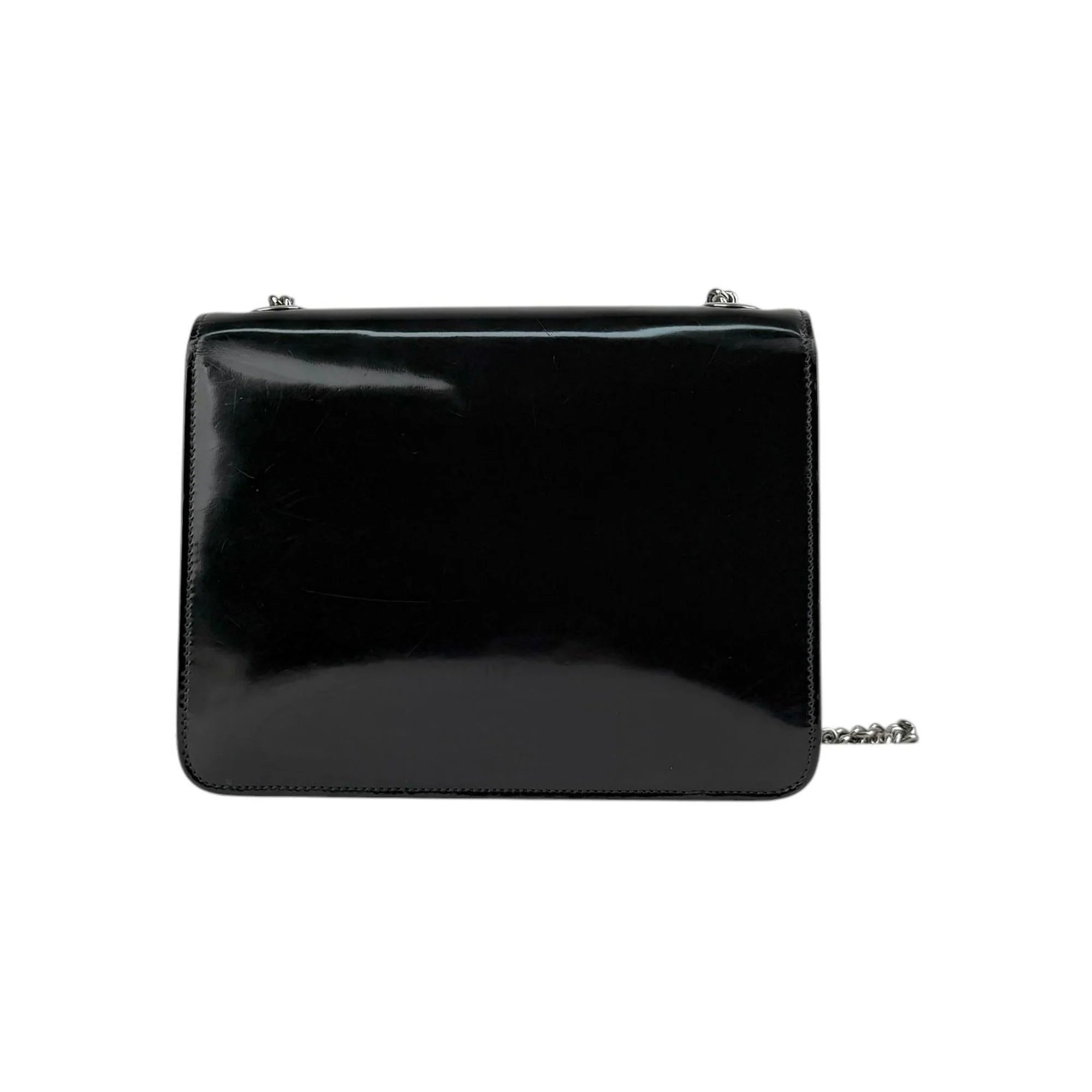 Gucci Black Polished Calfskin Leather Interlocking G Shoulder Bag