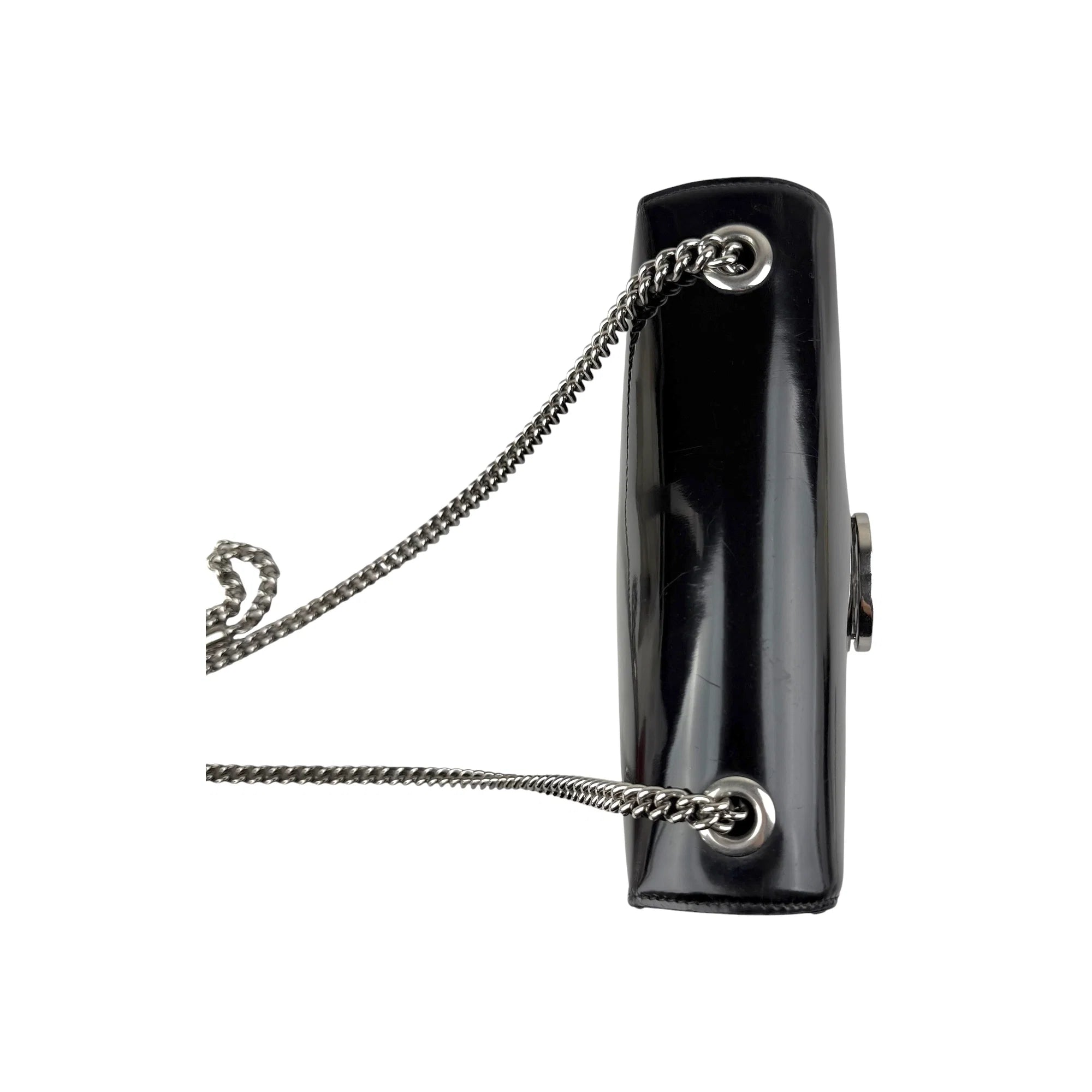 Gucci Black Polished Calfskin Leather Interlocking G Shoulder Bag