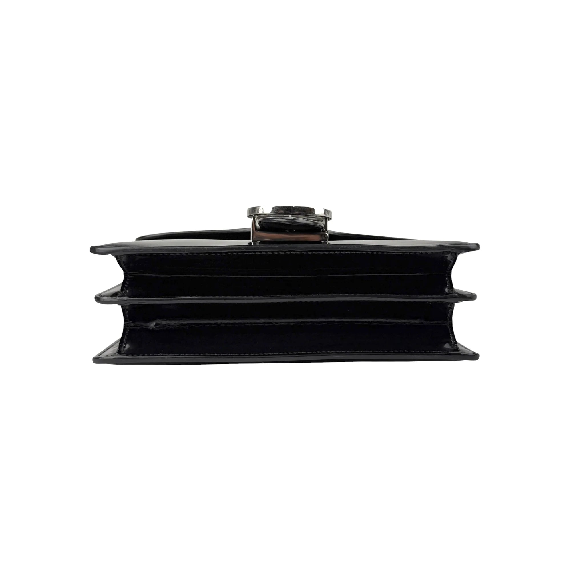 Gucci Black Polished Calfskin Leather Interlocking G Shoulder Bag