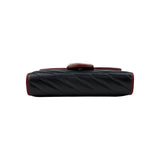 Gucci Black/Red Diagonal Quilt Leather GG Marmont Torchon Wallet on Chain