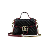 Gucci Black/Red Quilted Leather Marmont Mini Torchon Top Handle Crossbody Bag