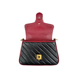 Gucci Black/Red Quilted Leather Marmont Mini Torchon Top Handle Crossbody Bag