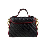 Gucci Black/Red Quilted Leather Marmont Mini Torchon Top Handle Crossbody Bag