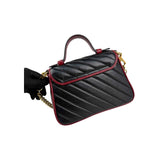 Gucci Black/Red Quilted Leather Marmont Mini Torchon Top Handle Crossbody Bag