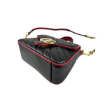 Gucci Black/Red Quilted Leather Marmont Mini Torchon Top Handle Crossbody Bag