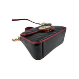Gucci Black/Red Quilted Leather Marmont Mini Torchon Top Handle Crossbody Bag