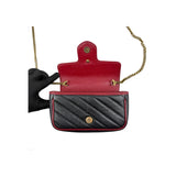 Gucci Black/Red Quilted Leather Marmont Torchon Mini Chain Wallet Crossbody bag