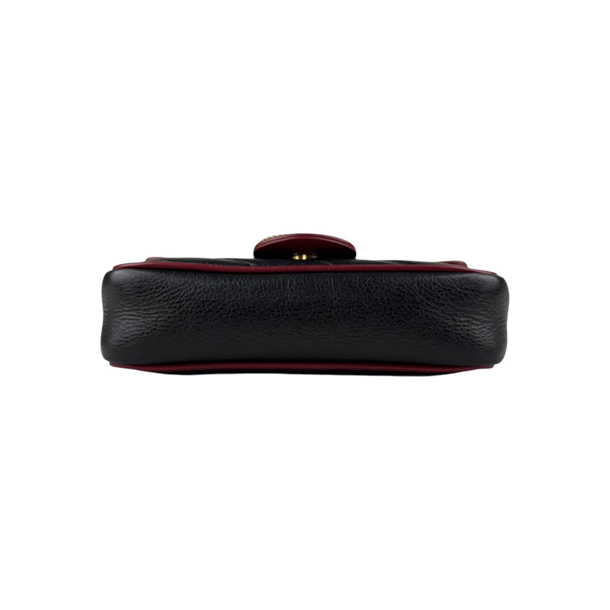 Gucci Black/Red Quilted Leather Marmont Torchon Mini Chain Wallet Crossbody bag