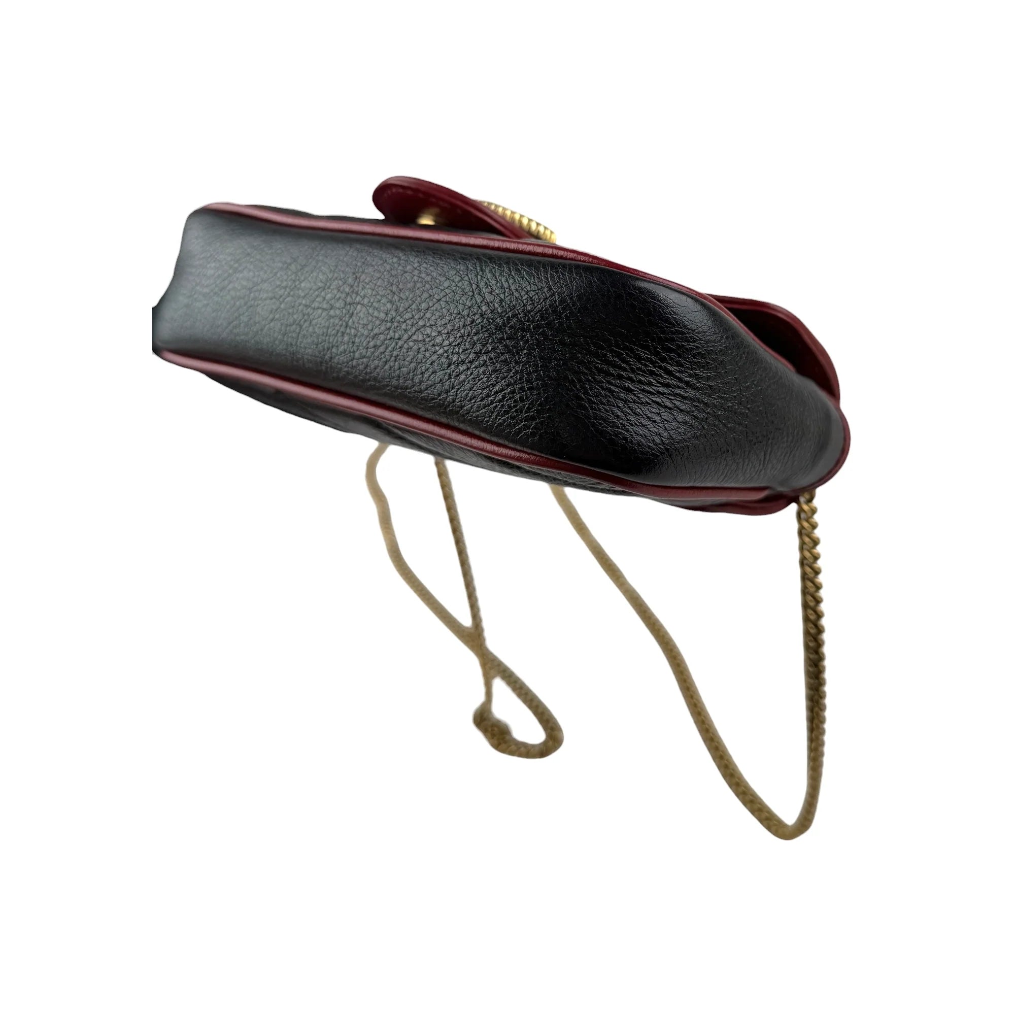 Gucci Black/Red Quilted Leather Marmont Torchon Mini Chain Wallet Crossbody bag