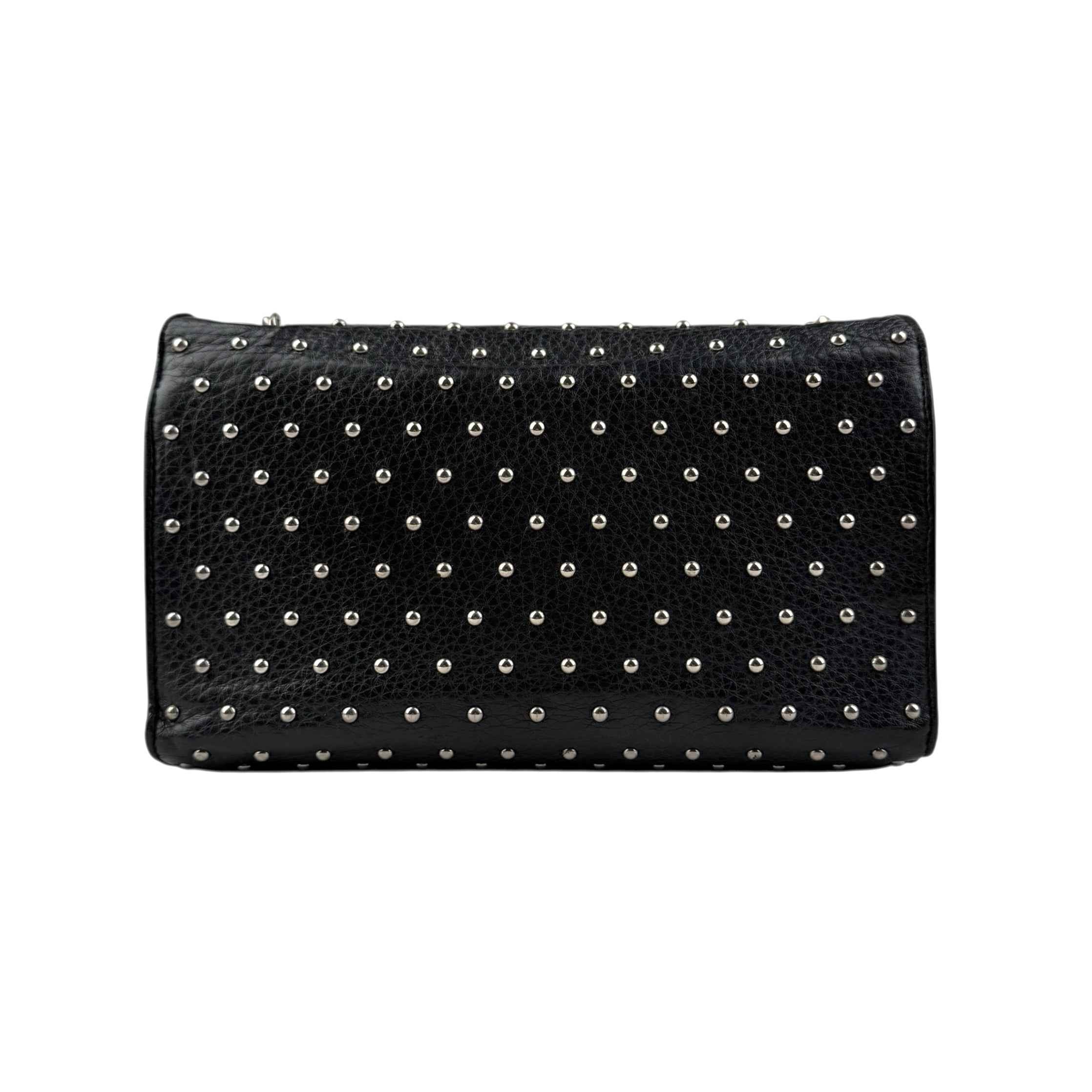 Gucci Black Studded Leather Miss Bamboo Shoulder Bag