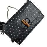 Gucci Black Studded Leather Miss Bamboo Shoulder Bag