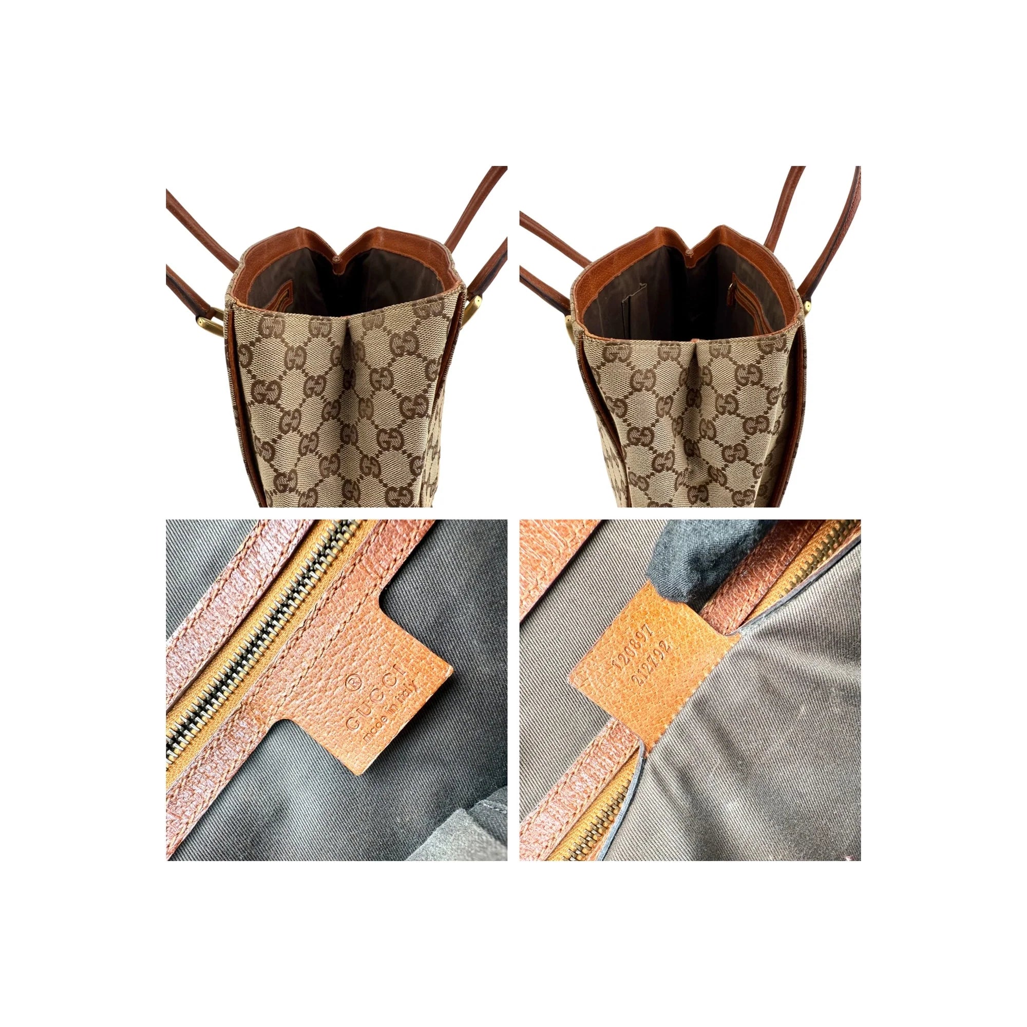 Gucci Brown/Beige GG Canvas Nailhead Tote Bag