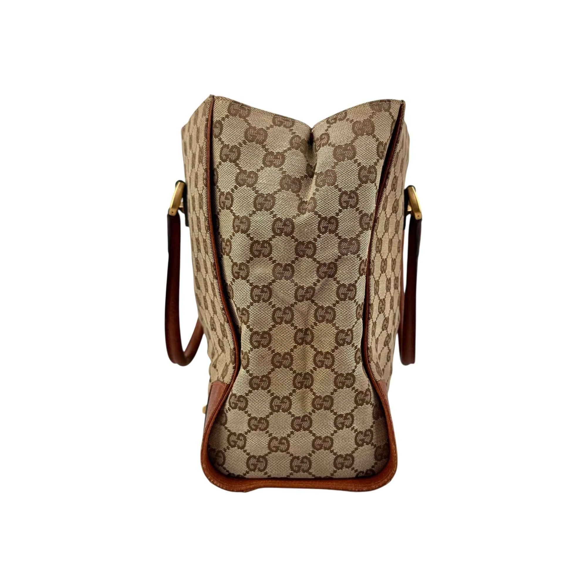 Gucci Brown/Beige GG Canvas Nailhead Tote Bag