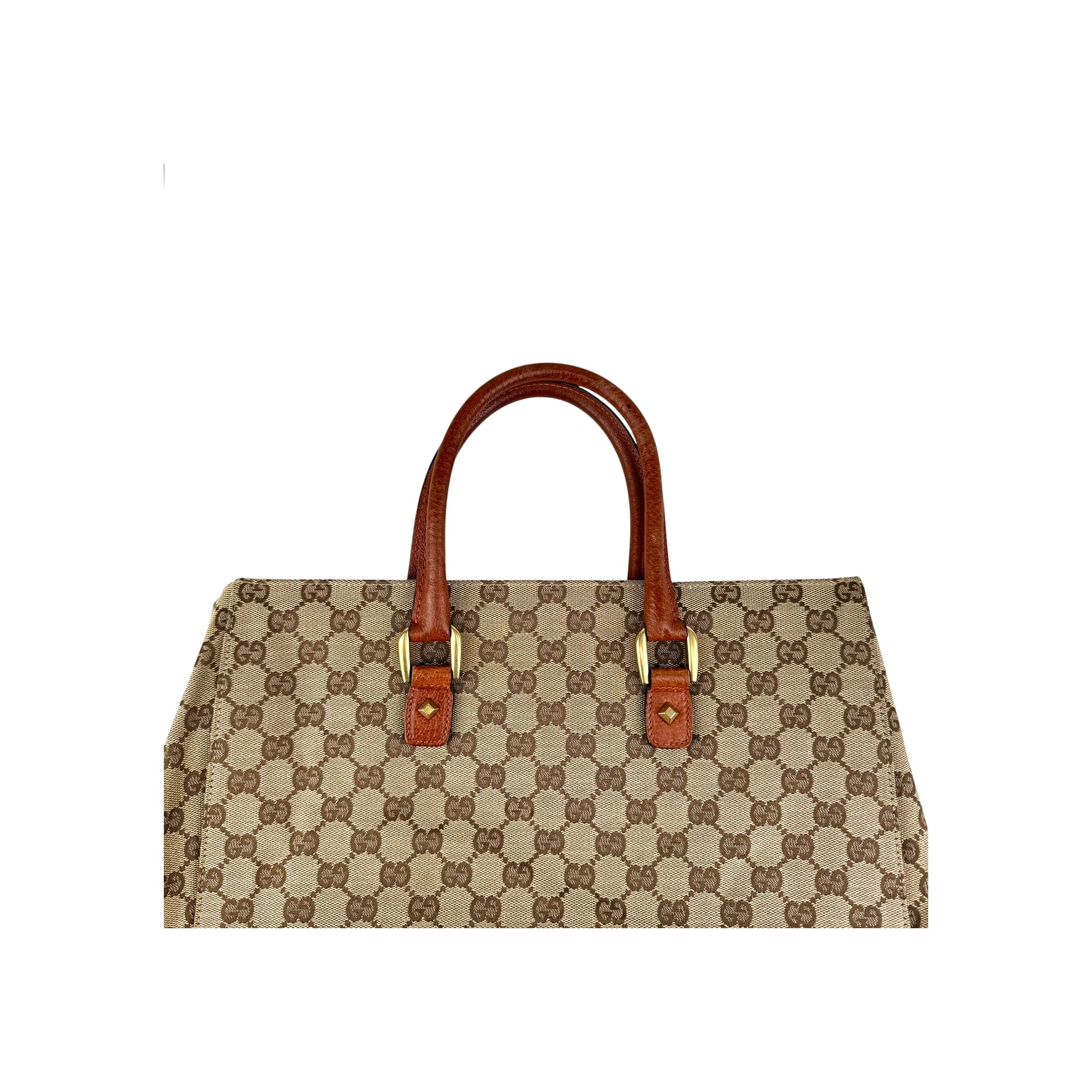 Gucci Brown/Beige GG Canvas Nailhead Tote Bag
