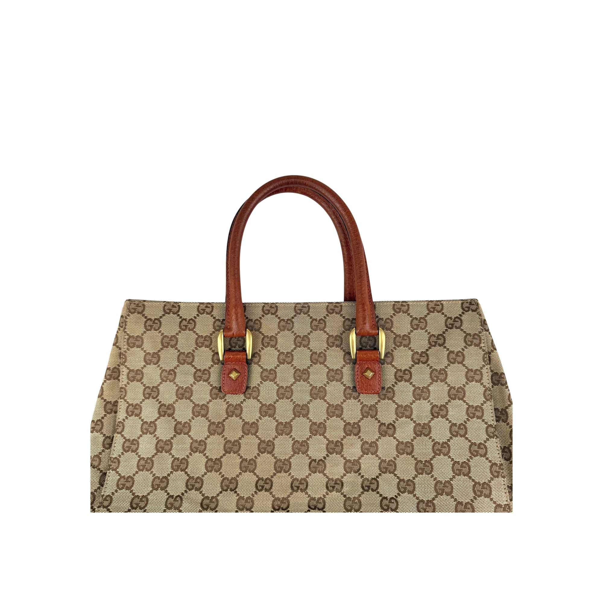 Gucci Brown/Beige GG Canvas Nailhead Tote Bag