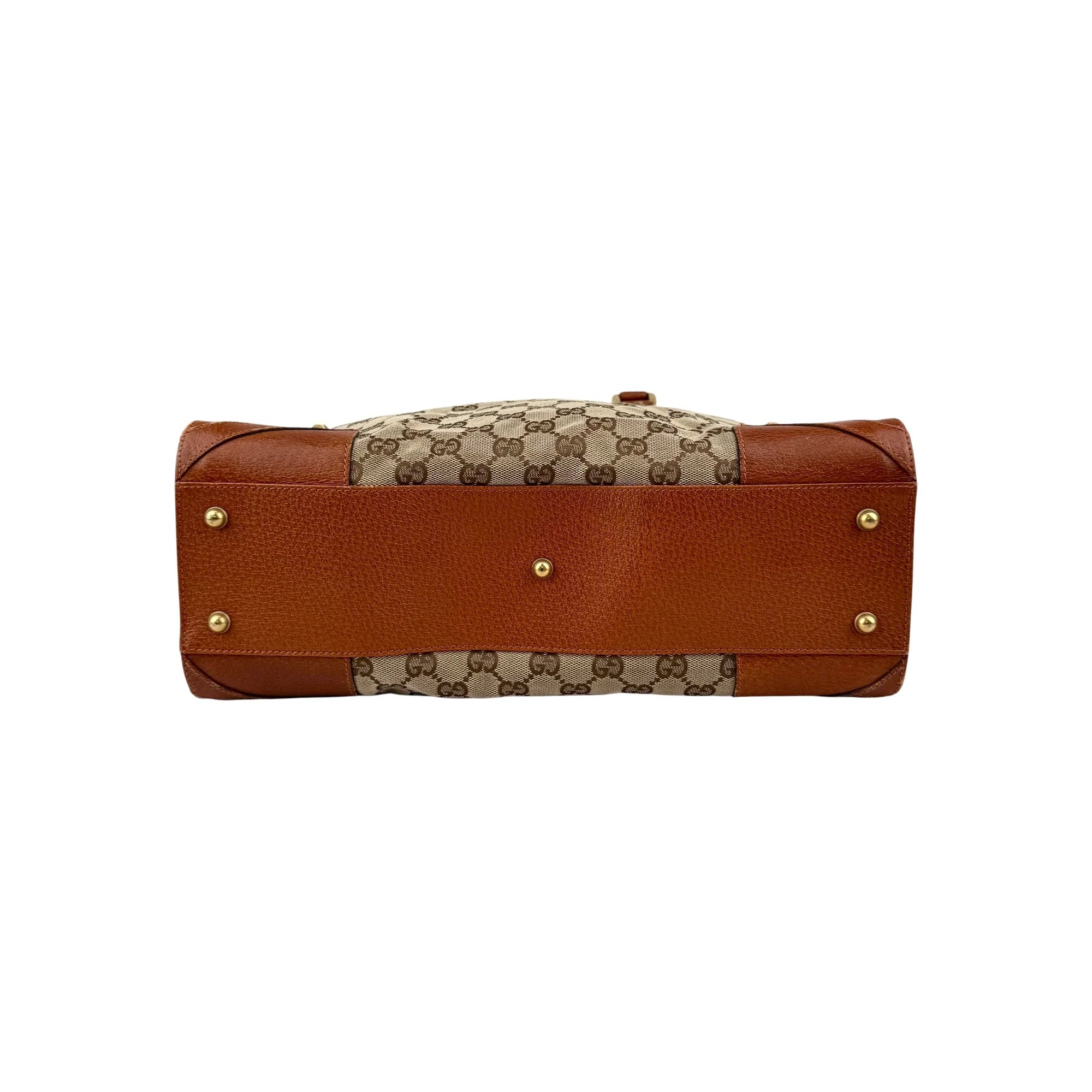 Gucci Brown/Beige GG Canvas Nailhead Tote Bag