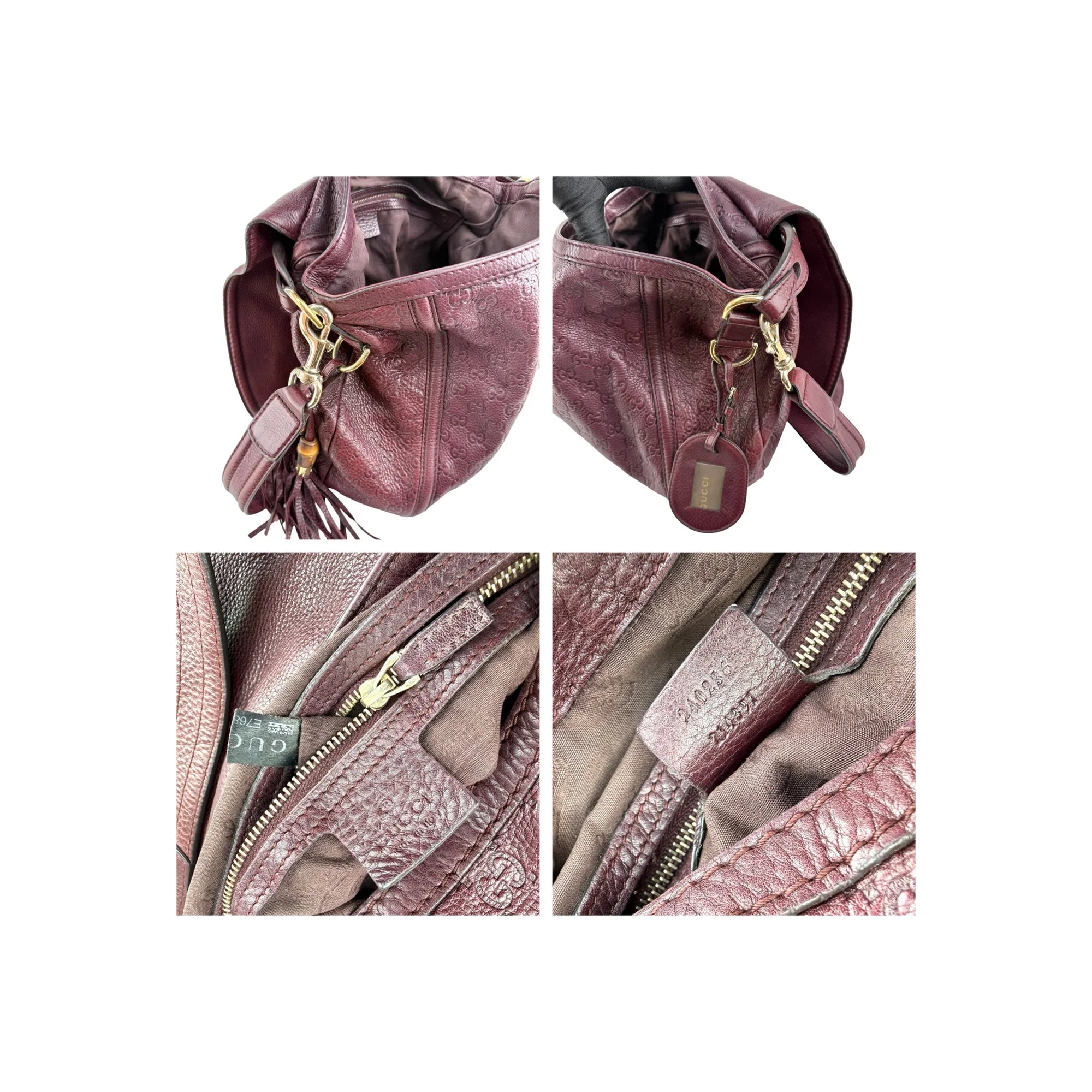 Gucci Burgundy Guccissima Leather Large Techno Horsebit Hobo