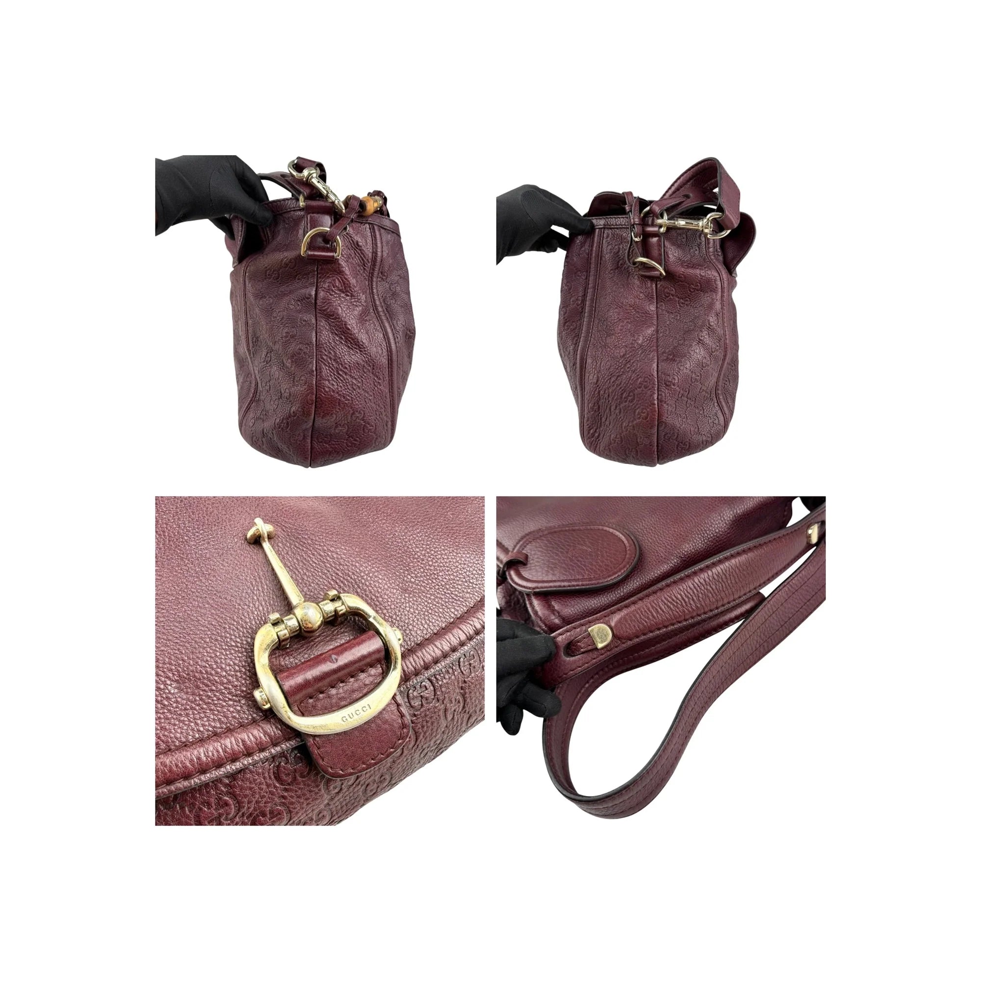 Gucci Burgundy Guccissima Leather Large Techno Horsebit Hobo