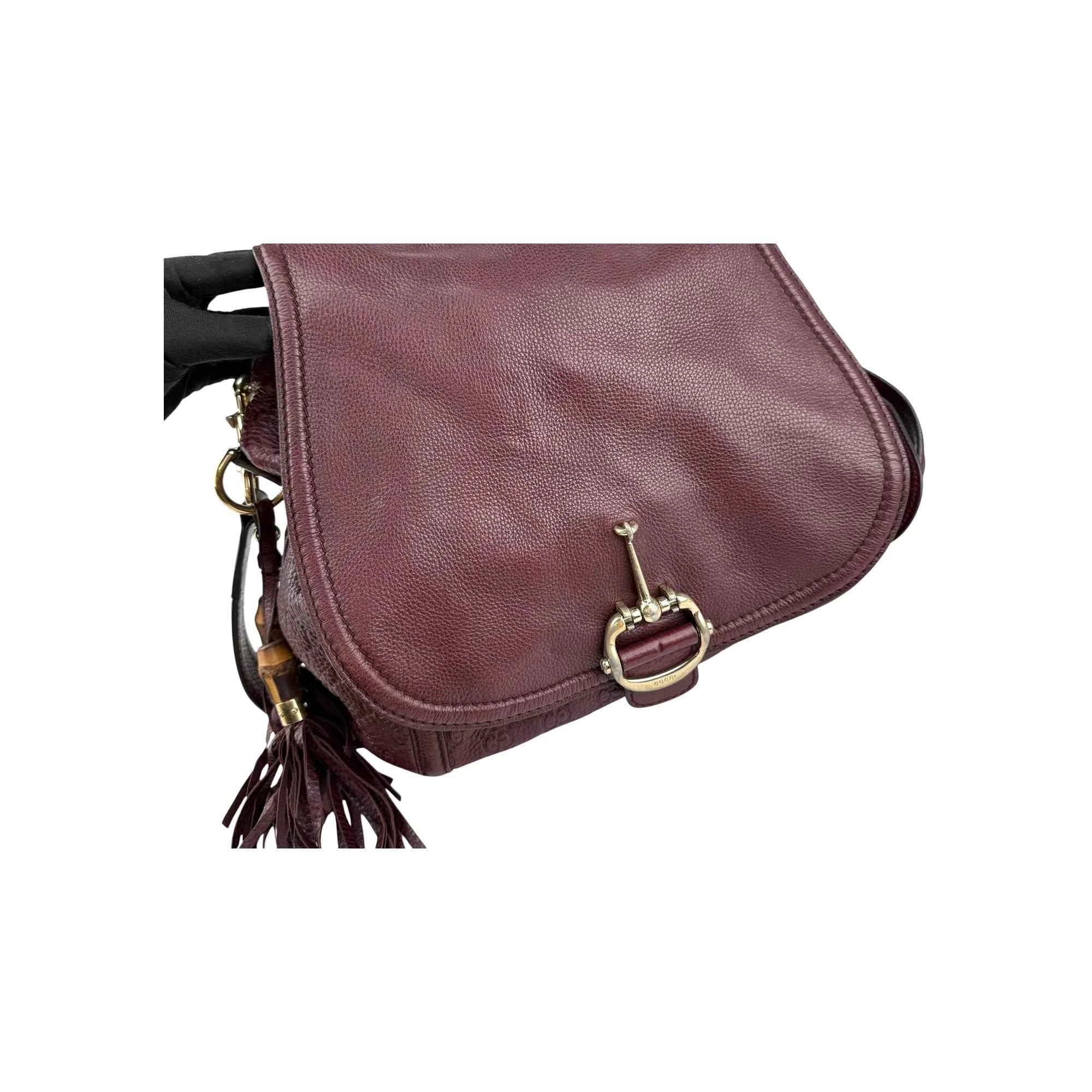Gucci Burgundy Guccissima Leather Large Techno Horsebit Hobo