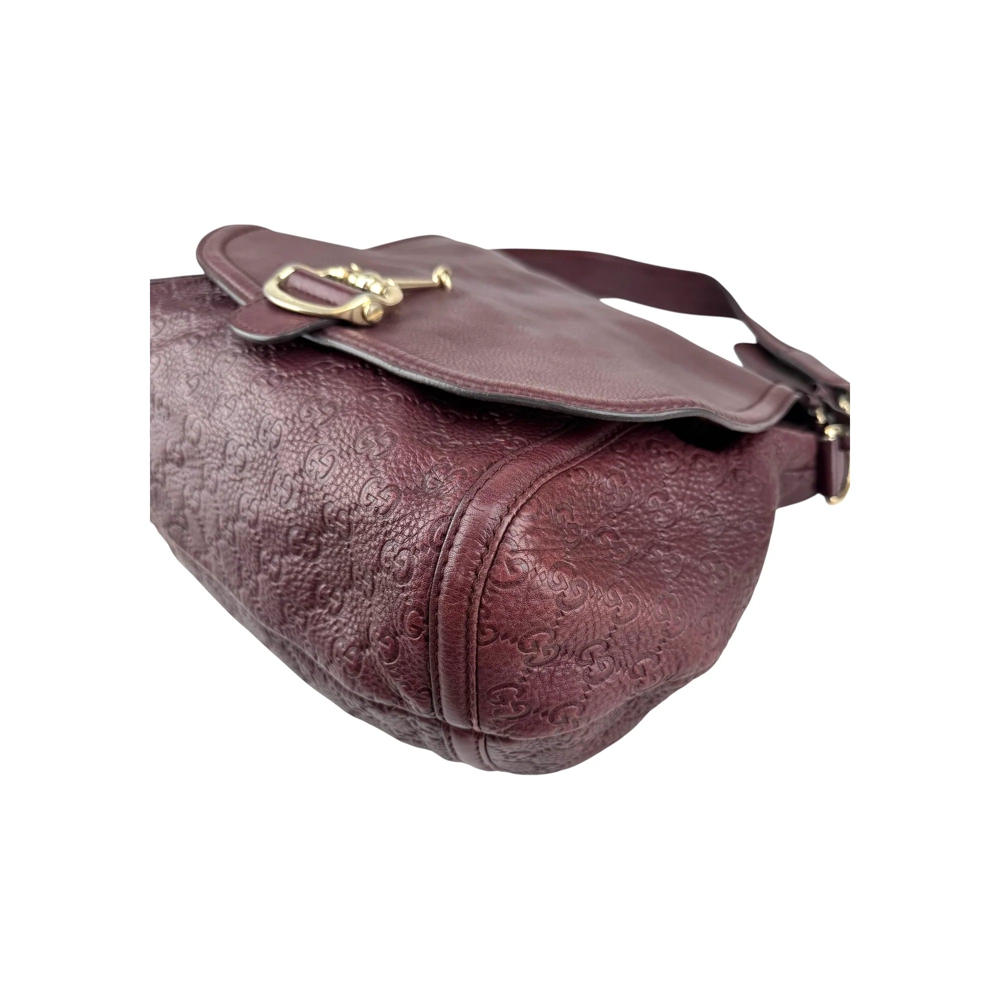 Gucci Burgundy Guccissima Leather Large Techno Horsebit Hobo