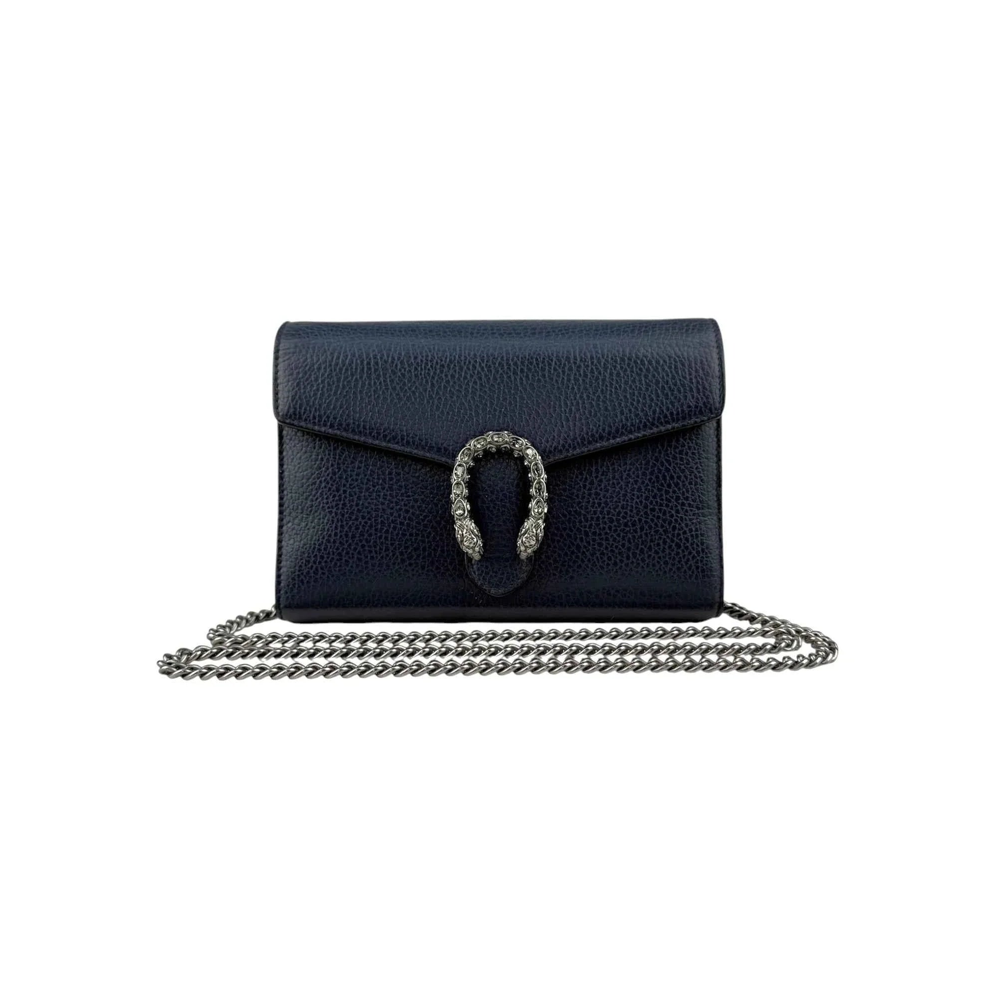 Gucci Dionysus Navy Leather Chain Shoulder Bag