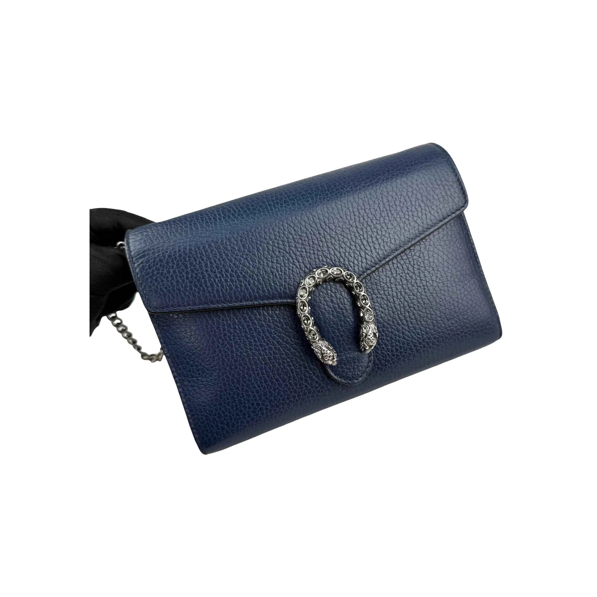 Gucci Dionysus Navy Leather Chain Shoulder Bag