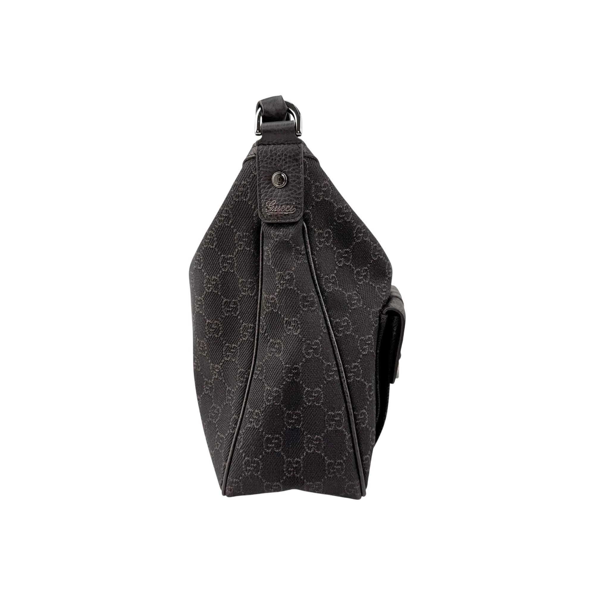 Gucci GG Canvas Brown Shoulder Bag Leather Cloth