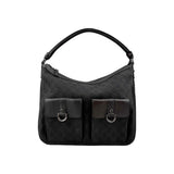 Gucci GG Canvas Brown Shoulder Bag Leather Cloth
