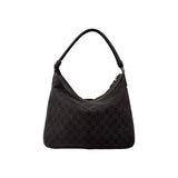 Gucci GG Canvas Brown Shoulder Bag Leather Cloth