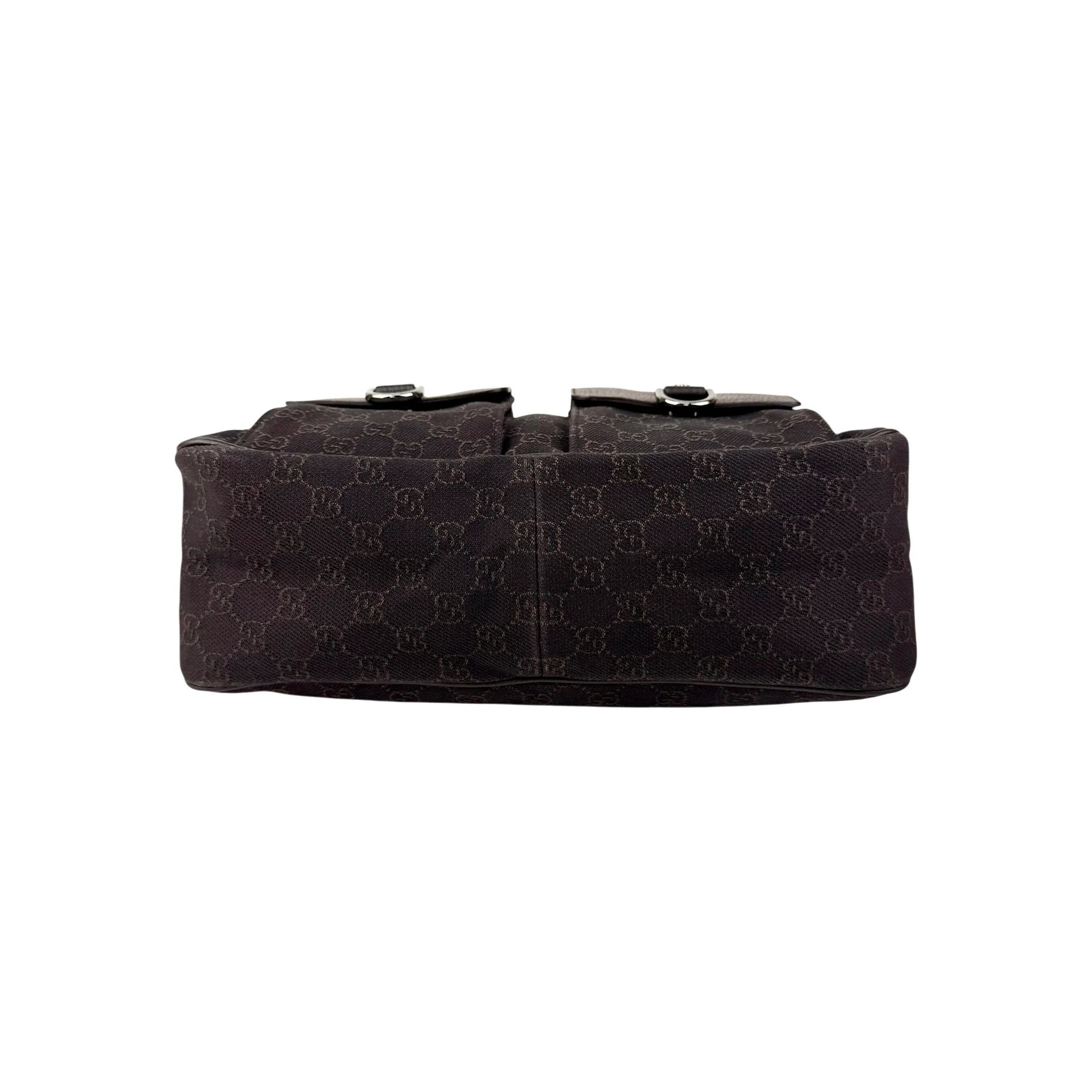 Gucci GG Canvas Brown Shoulder Bag Leather Cloth