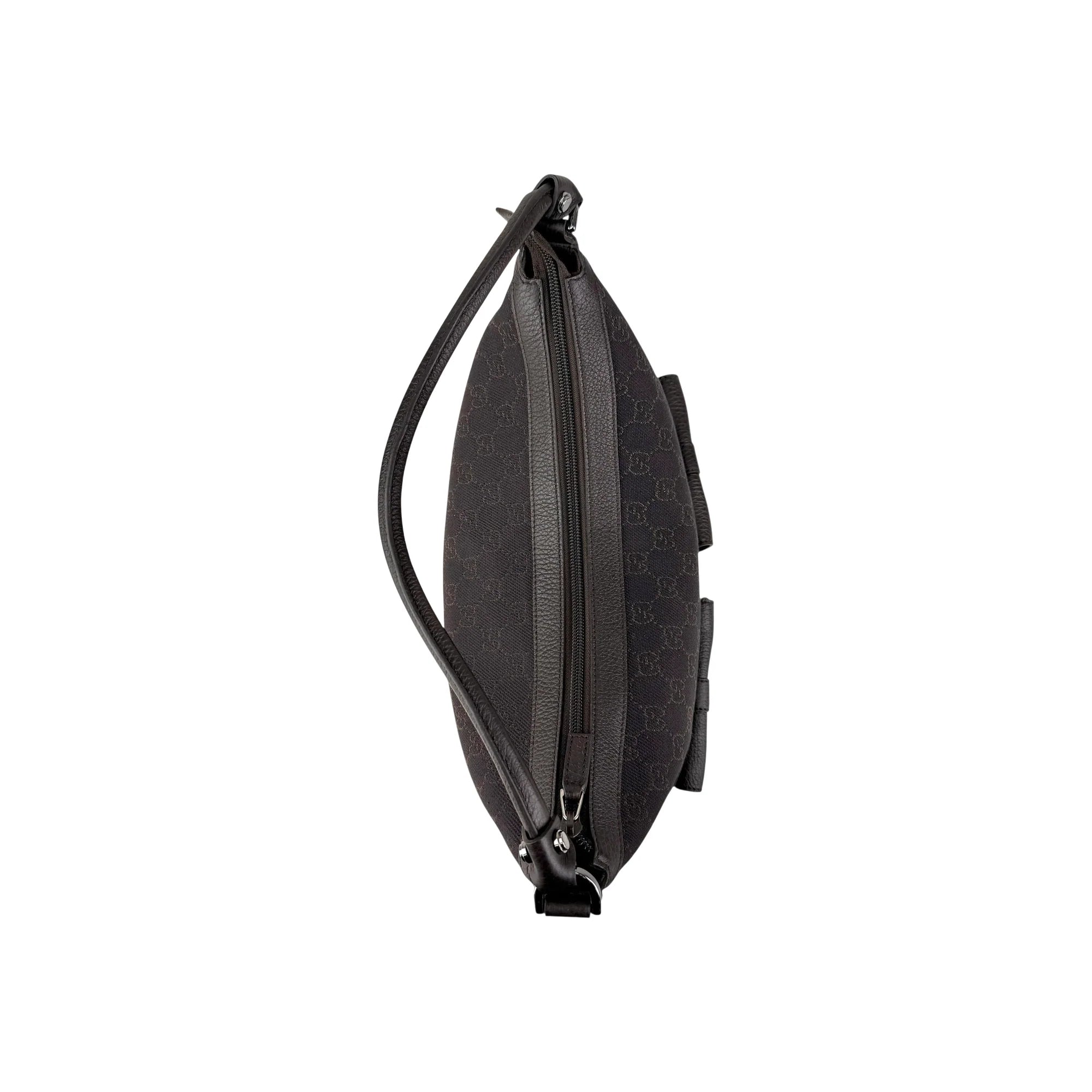 Gucci GG Canvas Brown Shoulder Bag Leather Cloth
