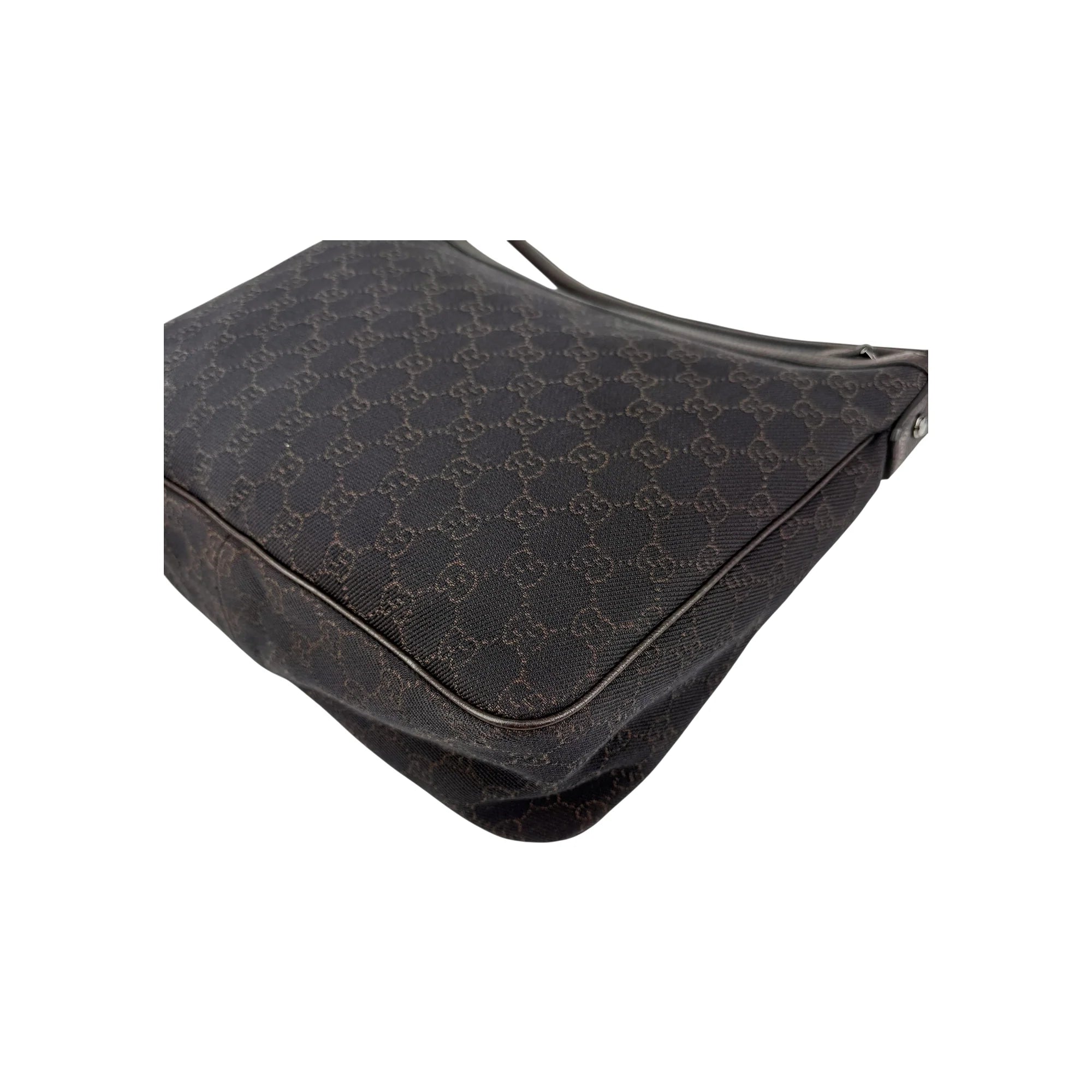 Gucci GG Canvas Brown Shoulder Bag Leather Cloth