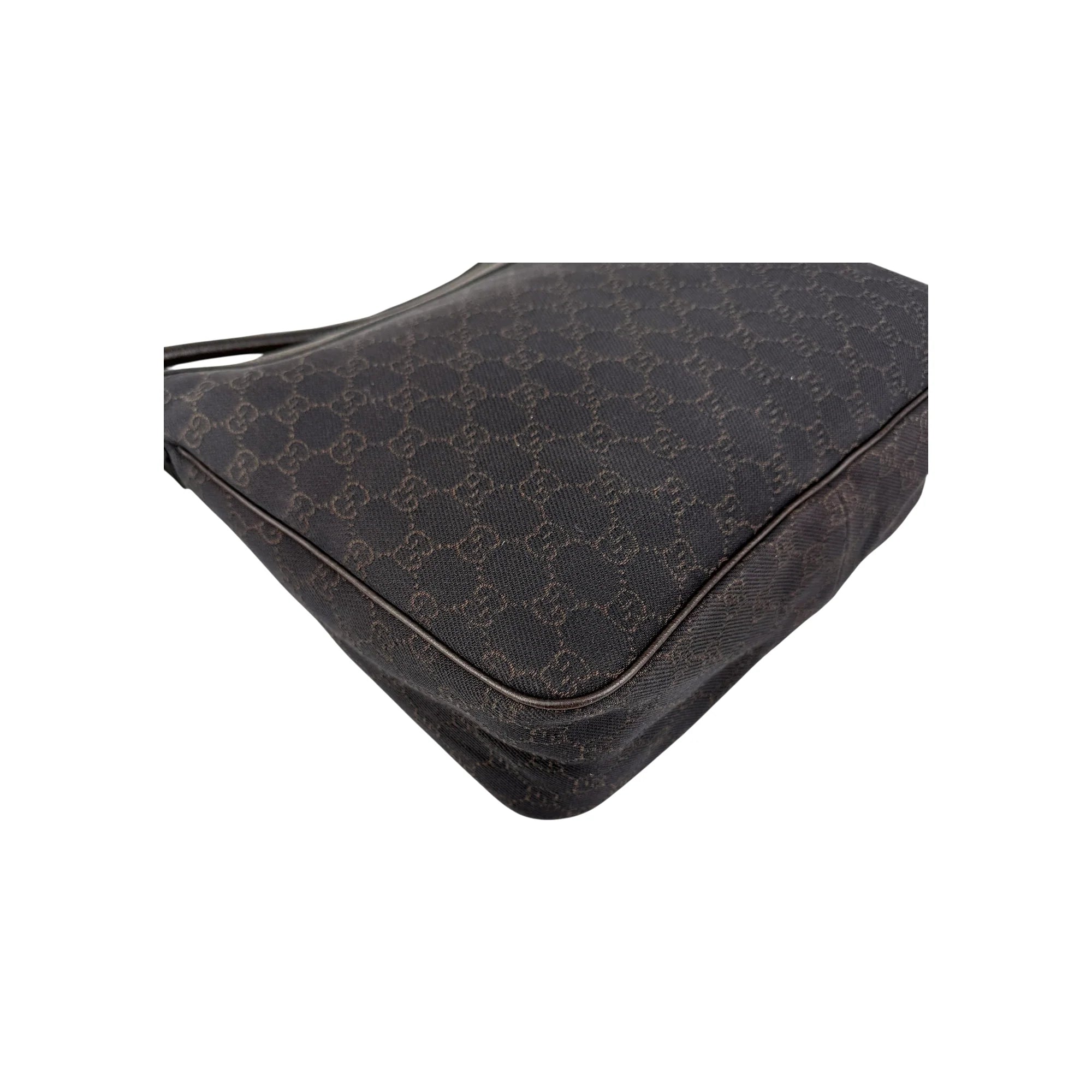 Gucci GG Canvas Brown Shoulder Bag Leather Cloth
