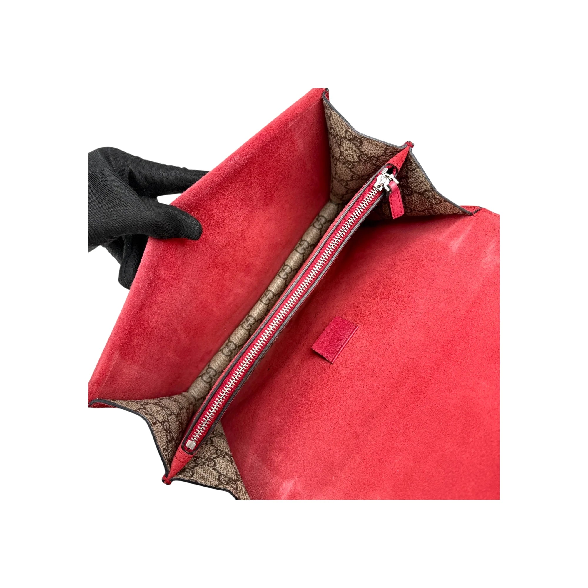 Gucci GG Supreme Red Suede Dionysus Shoulder Bag