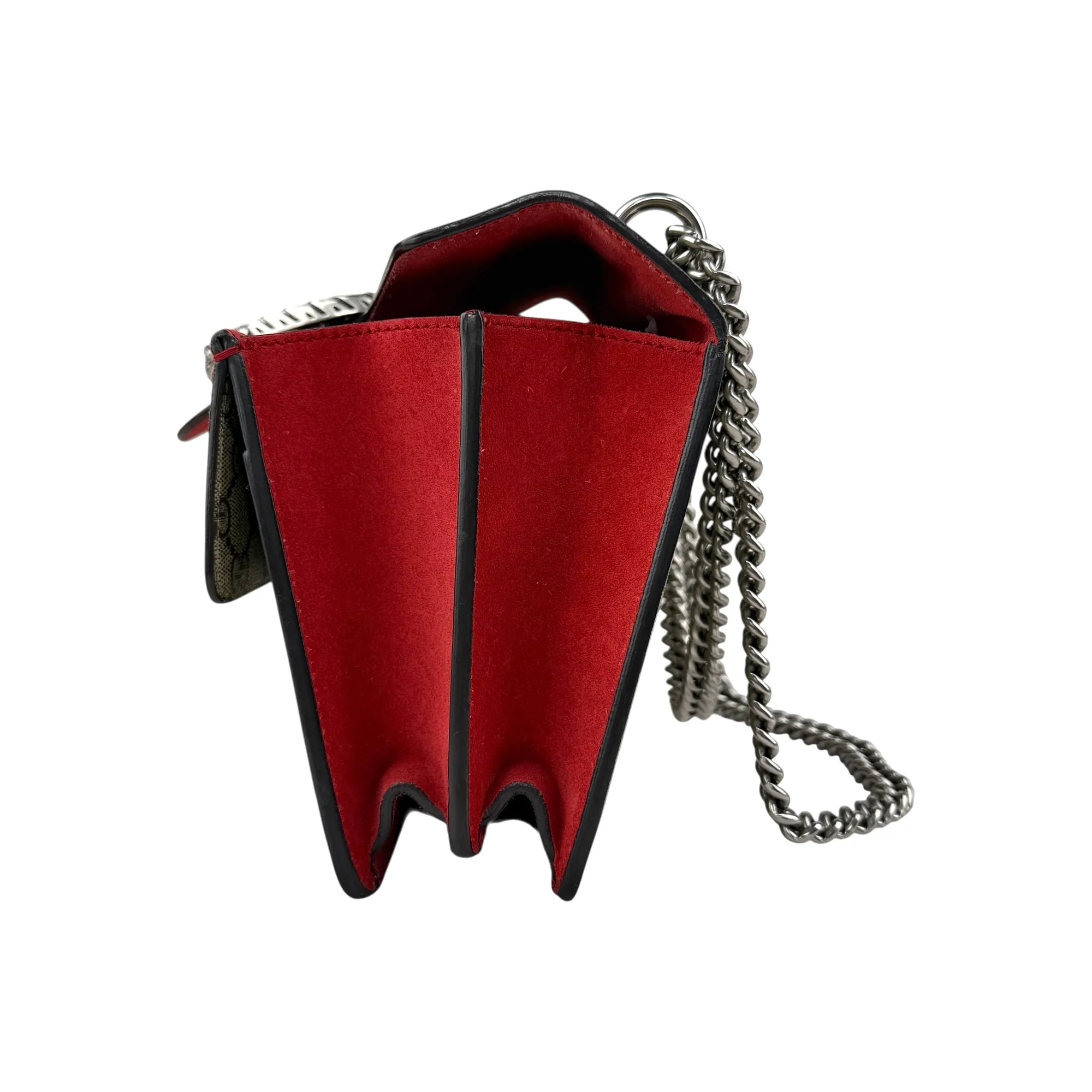 Gucci GG Supreme Red Suede Dionysus Shoulder Bag