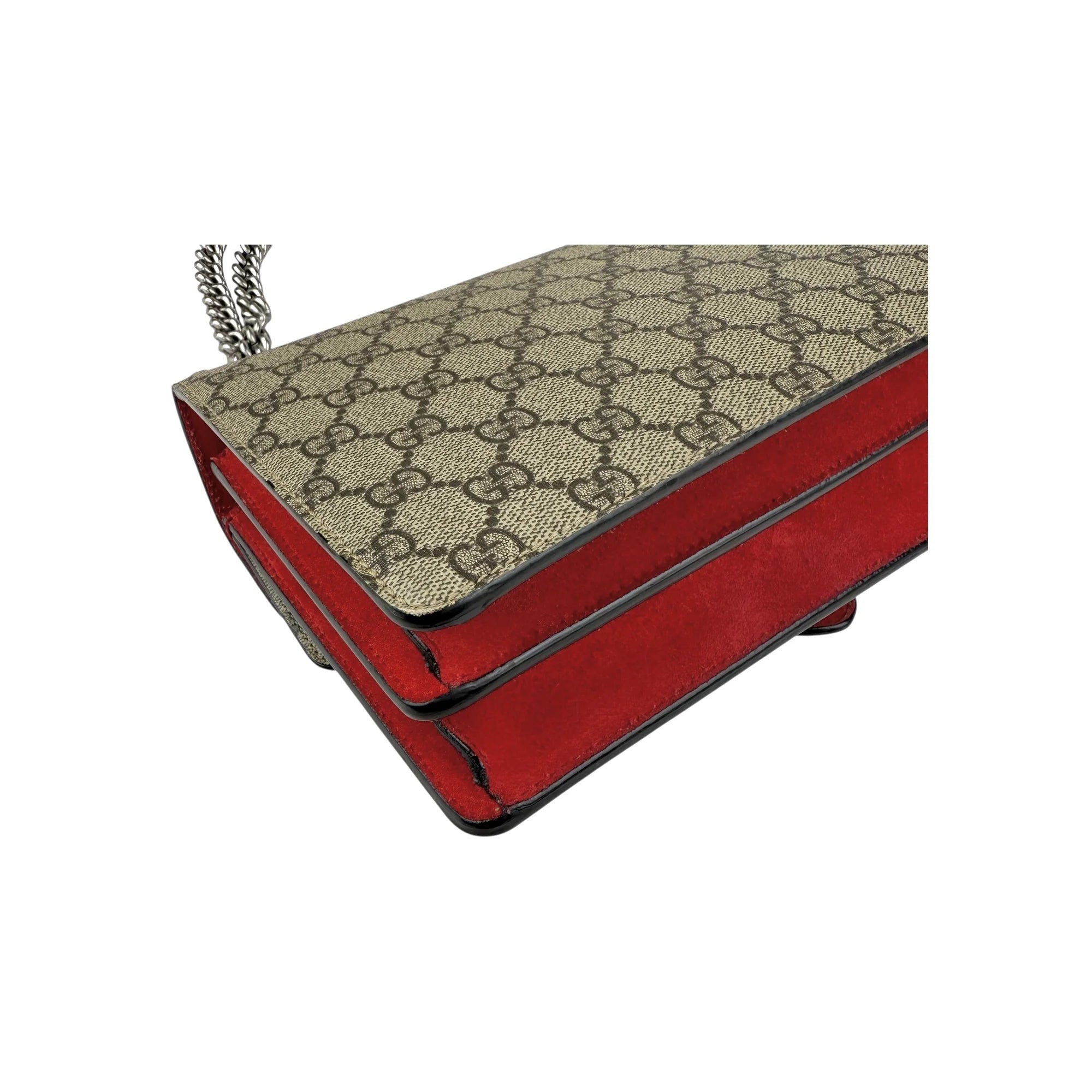 Gucci GG Supreme Red Suede Dionysus Shoulder Bag