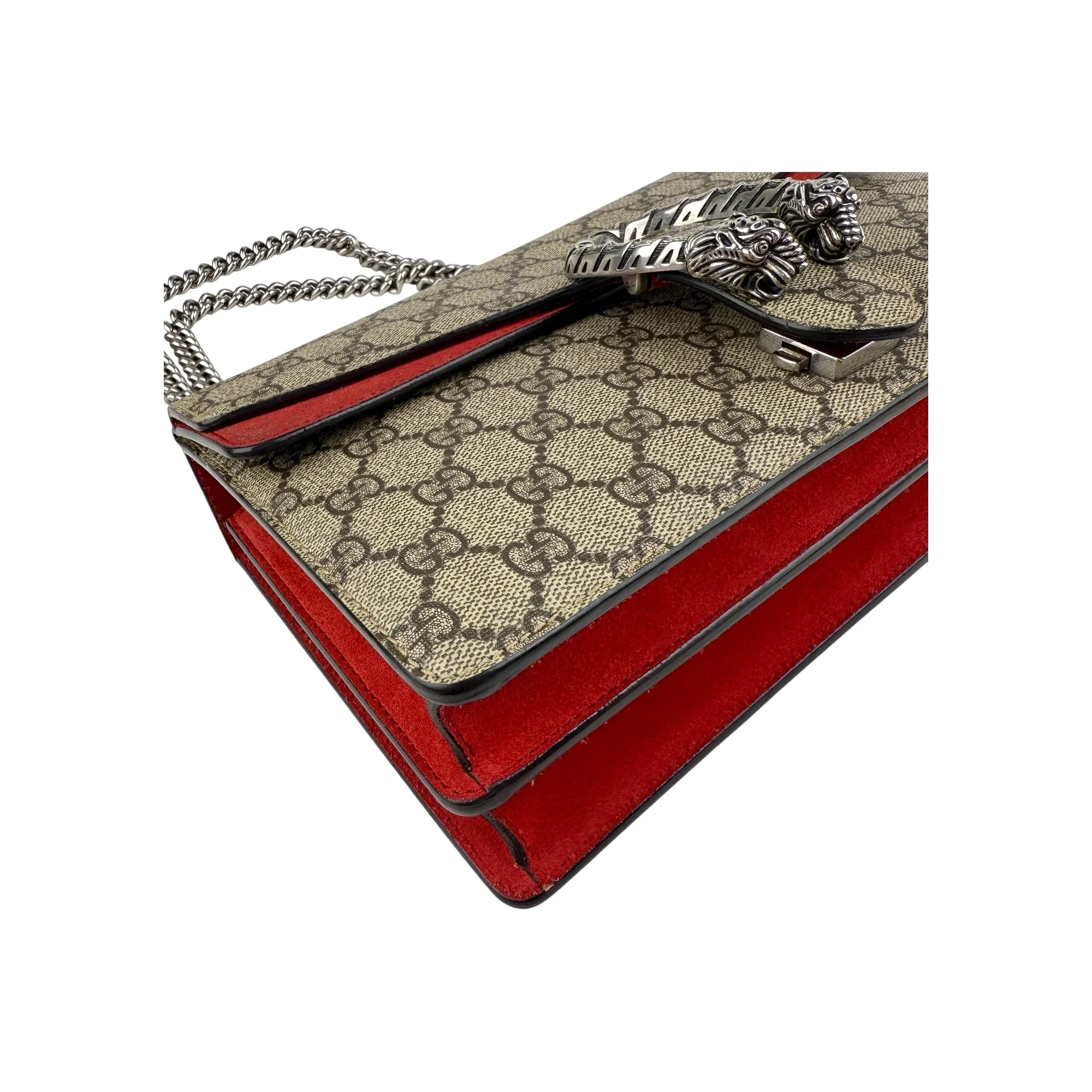 Gucci GG Supreme Red Suede Dionysus Shoulder Bag