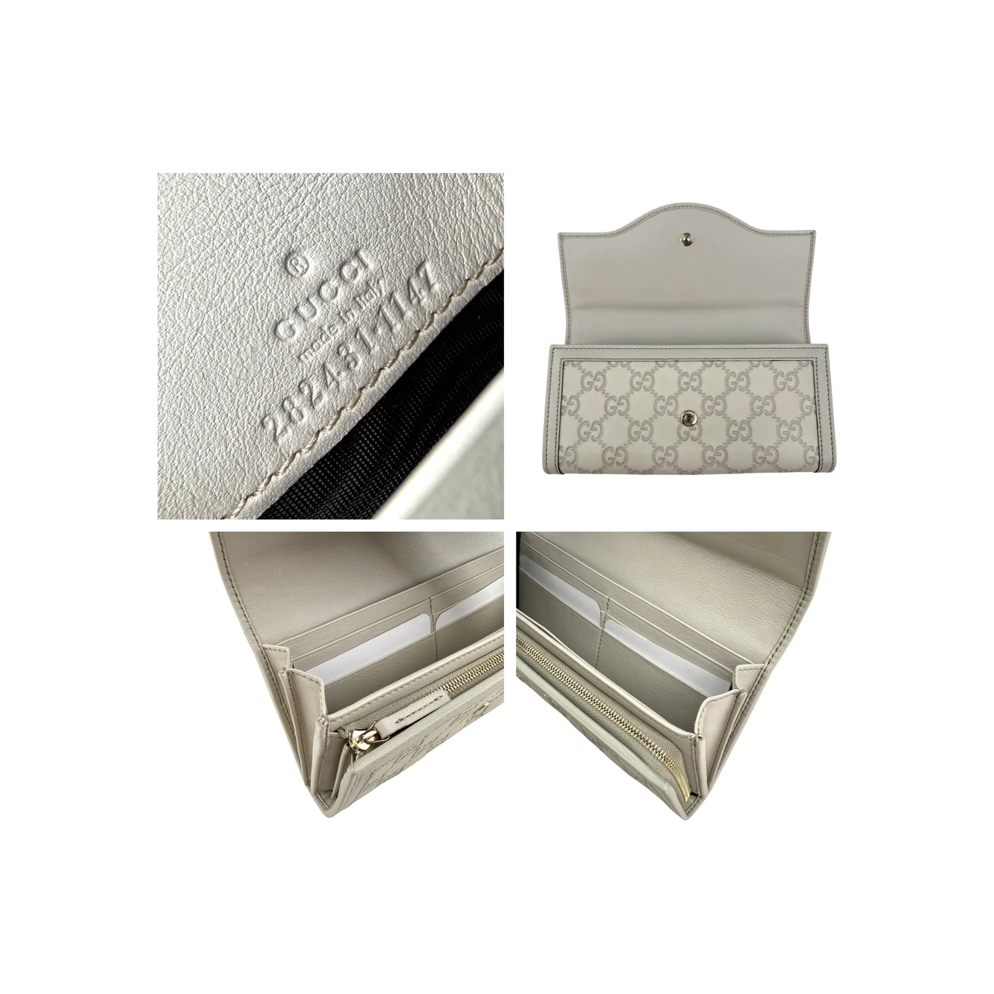 Gucci Guccissima Sukey Continental Wallet Off White