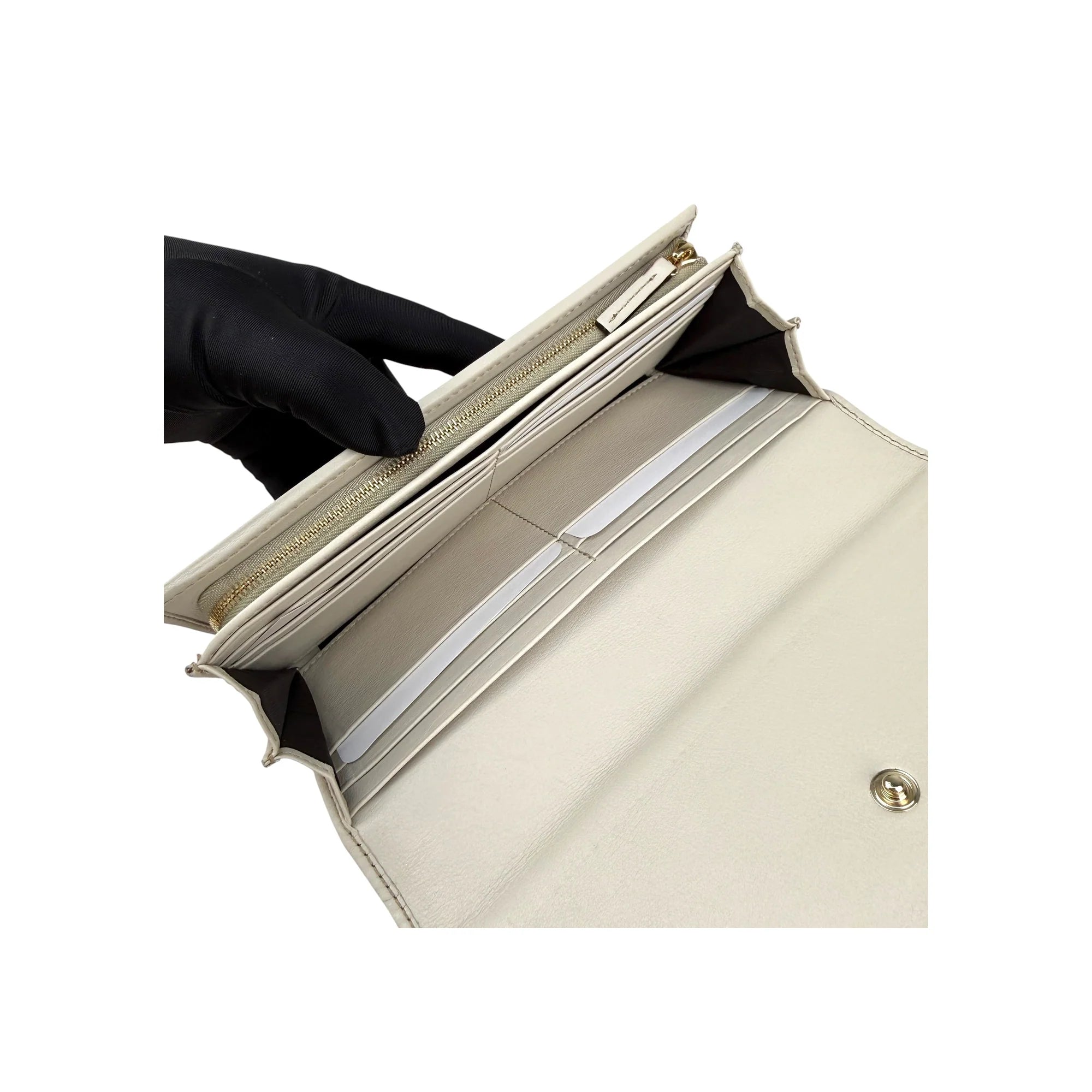 Gucci Guccissima Sukey Continental Wallet Off White