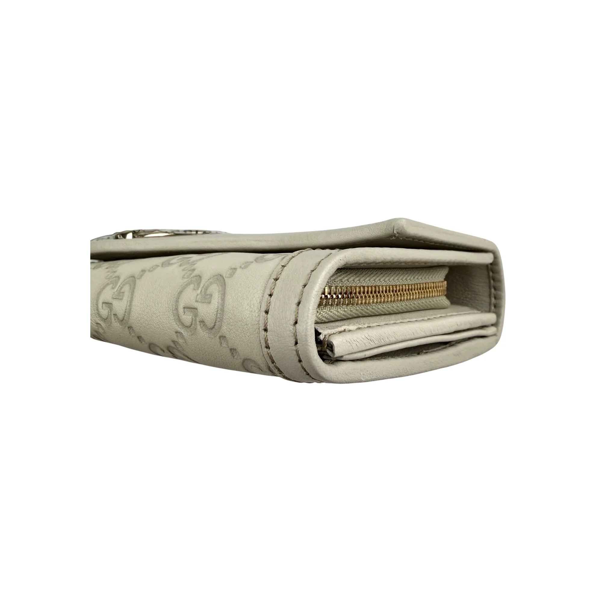 Gucci Guccissima Sukey Continental Wallet Off White