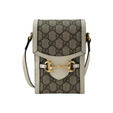 Gucci Horsebit 1955 Mini Bag Phone Bag Beige and White