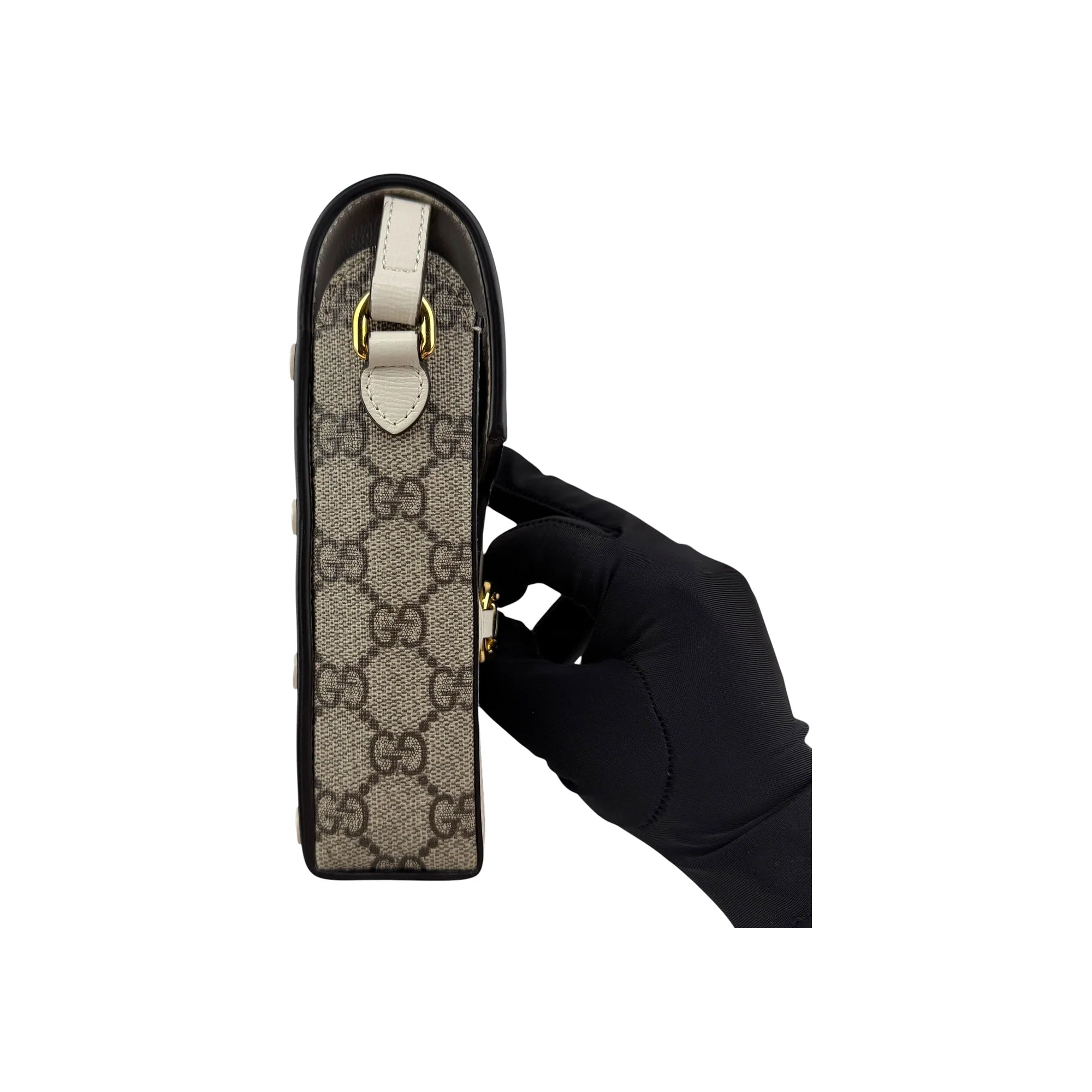 Gucci Horsebit 1955 Mini Bag Phone Bag Beige and White